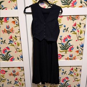 Urban Outfitters Black Button-Front Midi Dress